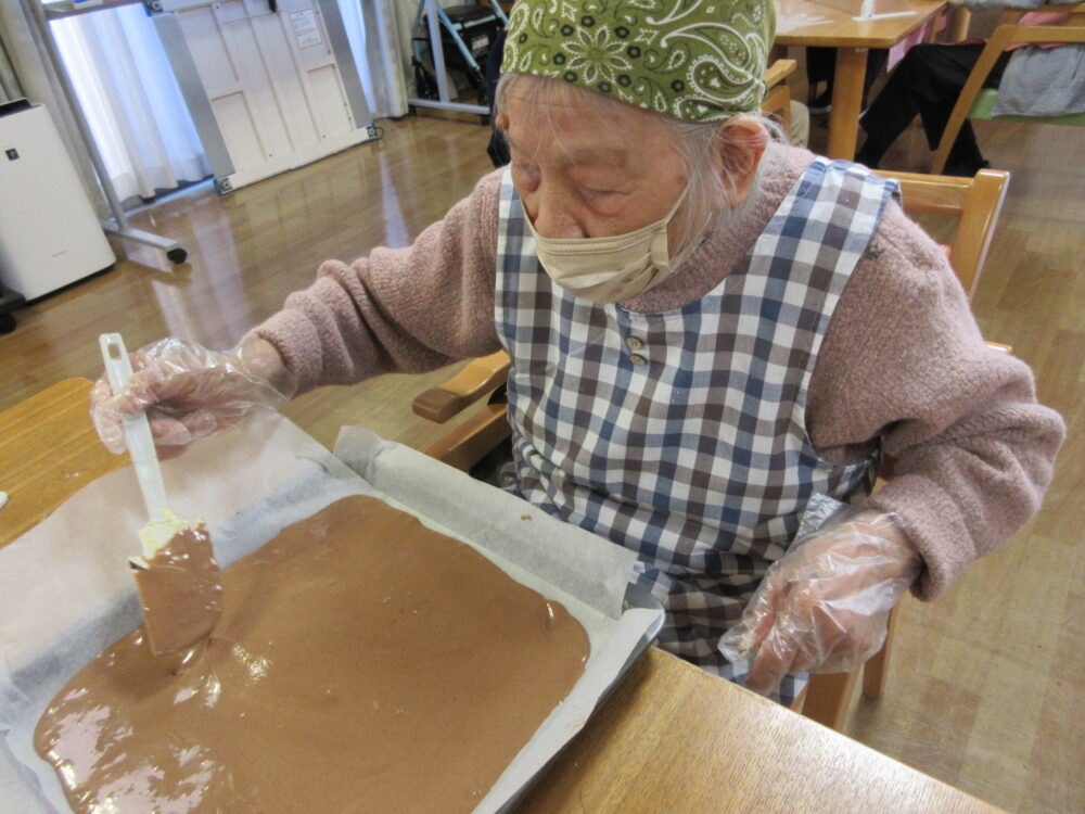 静岡市清水区デイサービス_おやつ教室チョコケーキ