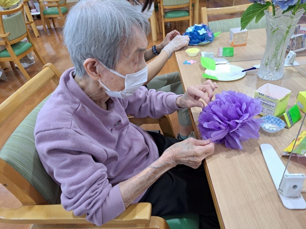 駿東郡長泉町デイサービス_紫陽花尽くしで梅雨を楽しもう